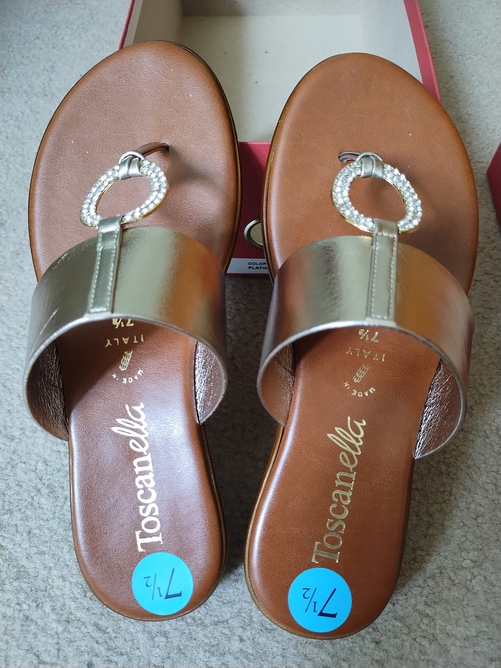 Toscanella Women's  Slide Sandals, Dreamer, Platinum Color, Size 7.5
